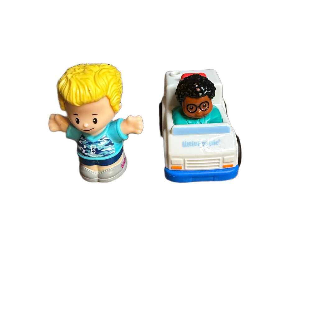 Fisher-Price Little People Blonde Boy Camo Shirt‎ & White Van Vehicle CDH47 Set
